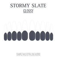 Stormy Slate grey French tip nails