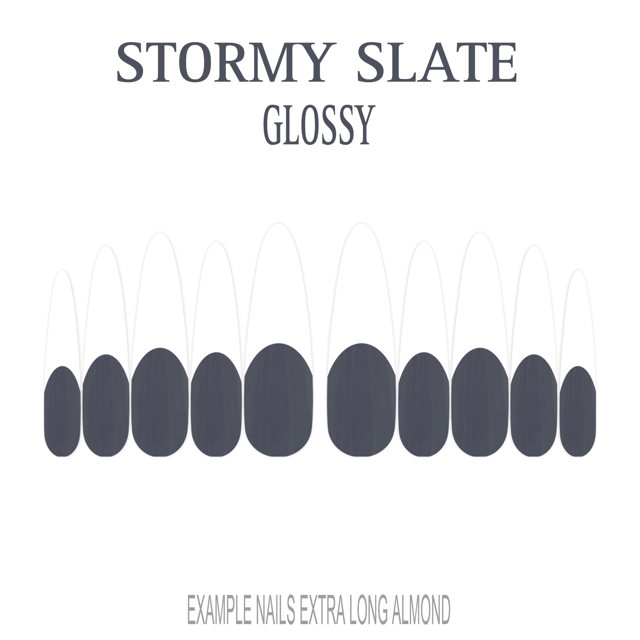 Stormy Slate grey French tip nails