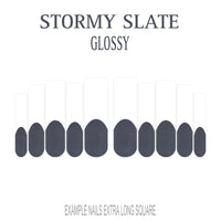 Stormy Slate grey French tip nails