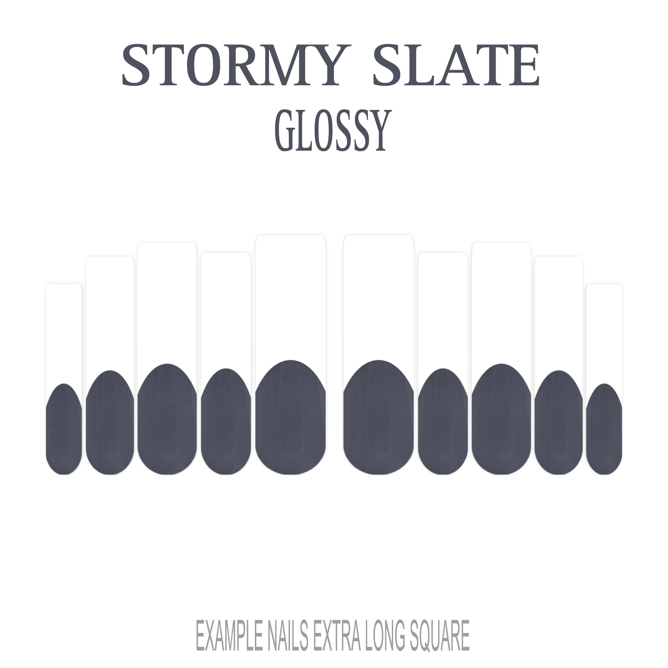 Stormy Slate grey French tip nails