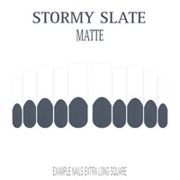 Stormy Slate grey French tip nails