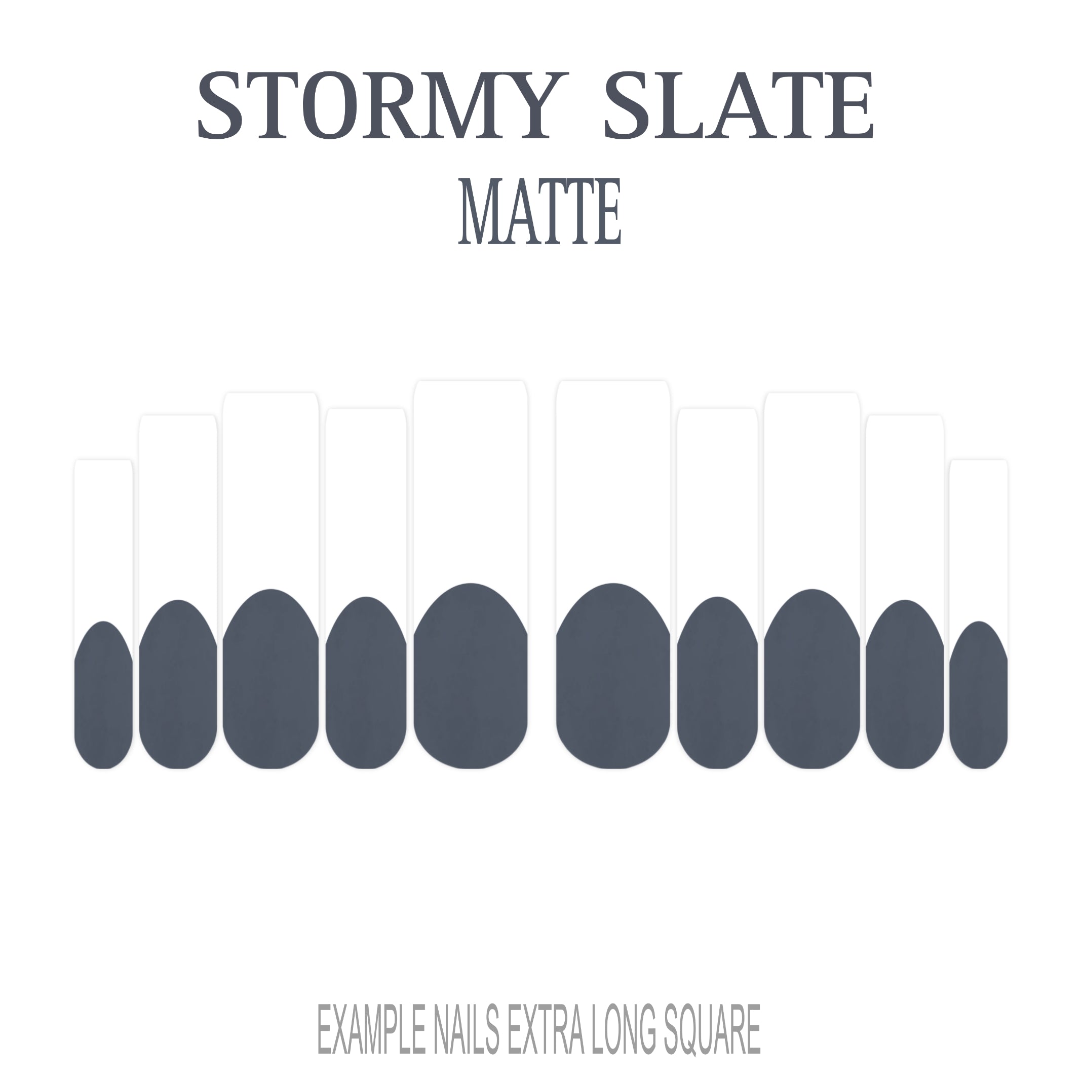 Stormy Slate grey French tip nails