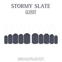 Stormy Slate grey French tip nails