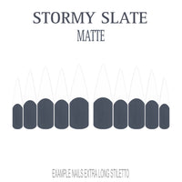 Stormy Slate grey French tip nails