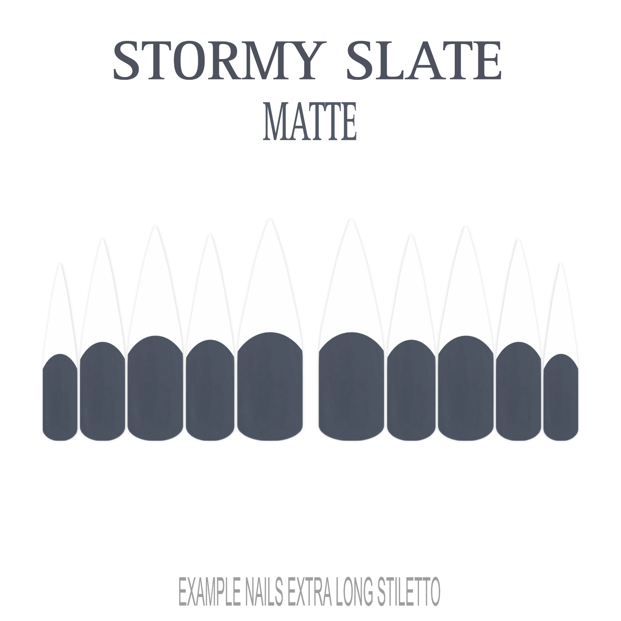 Stormy Slate grey French tip nails