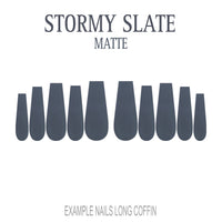 Stormy Slate grey press-on nails