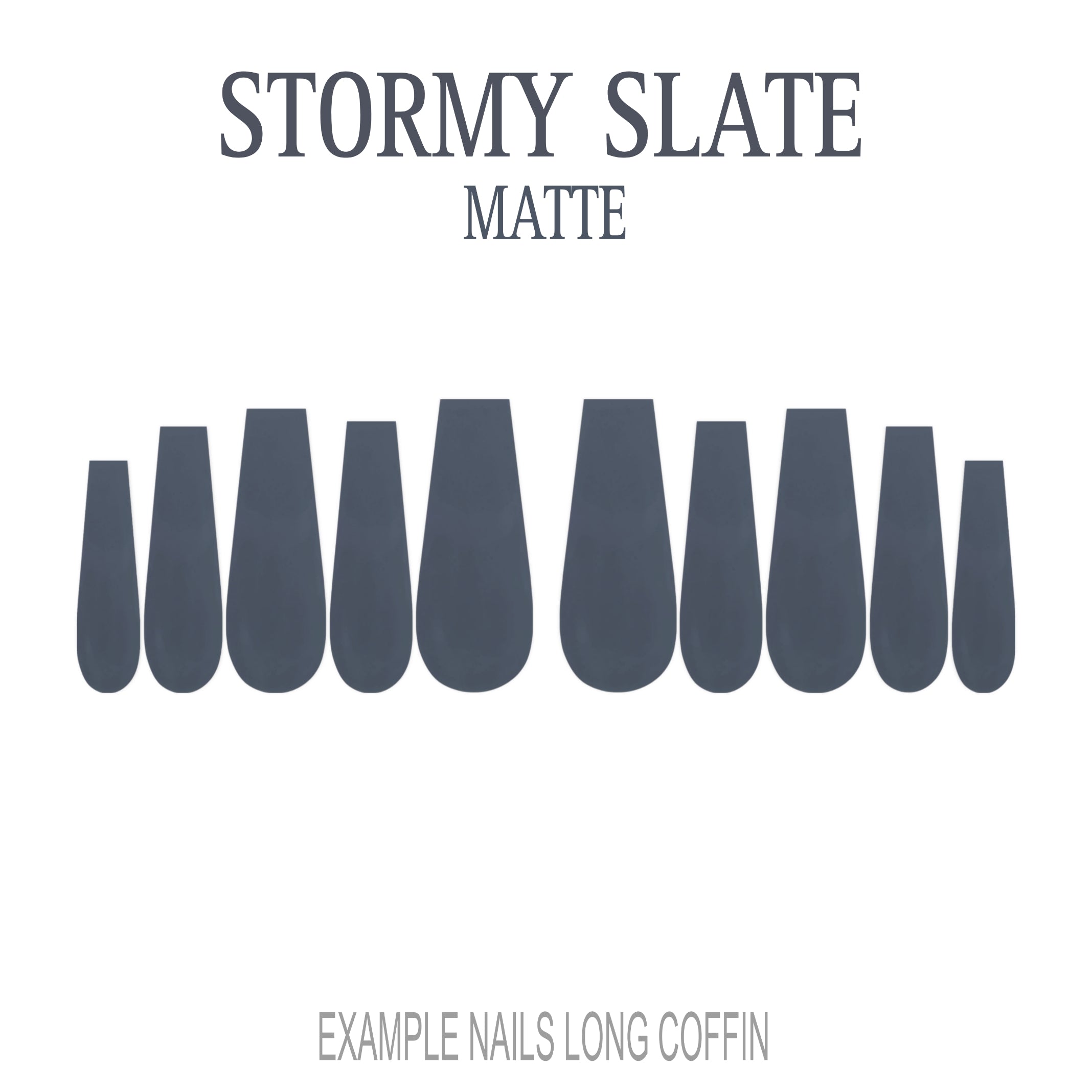 Stormy Slate grey press-on nails