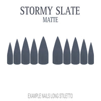 Stormy Slate grey press-on nails