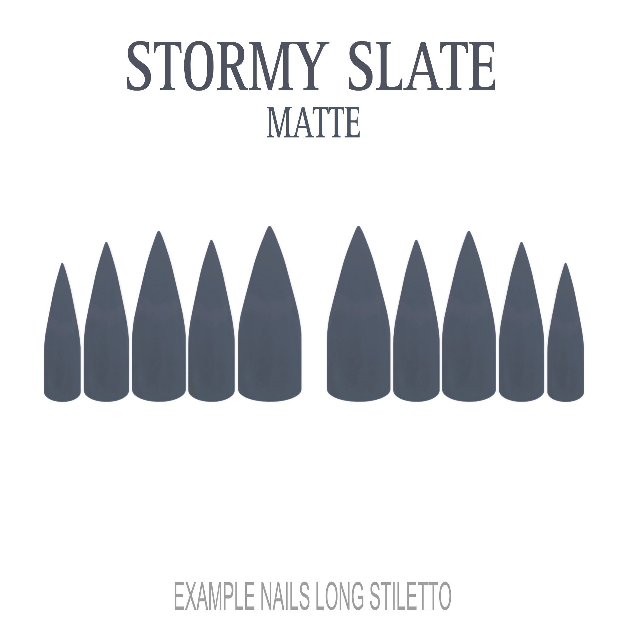 Stormy Slate grey press-on nails