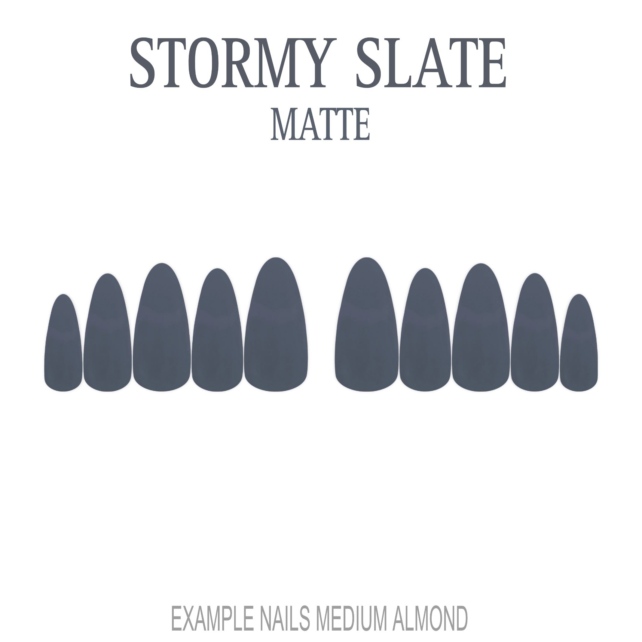 Stormy Slate grey press-on nails
