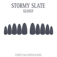 Stormy Slate grey press-on nails