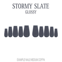 Stormy Slate grey press-on nails