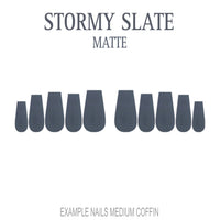 Stormy Slate grey press-on nails