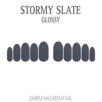 Stormy Slate grey press-on nails