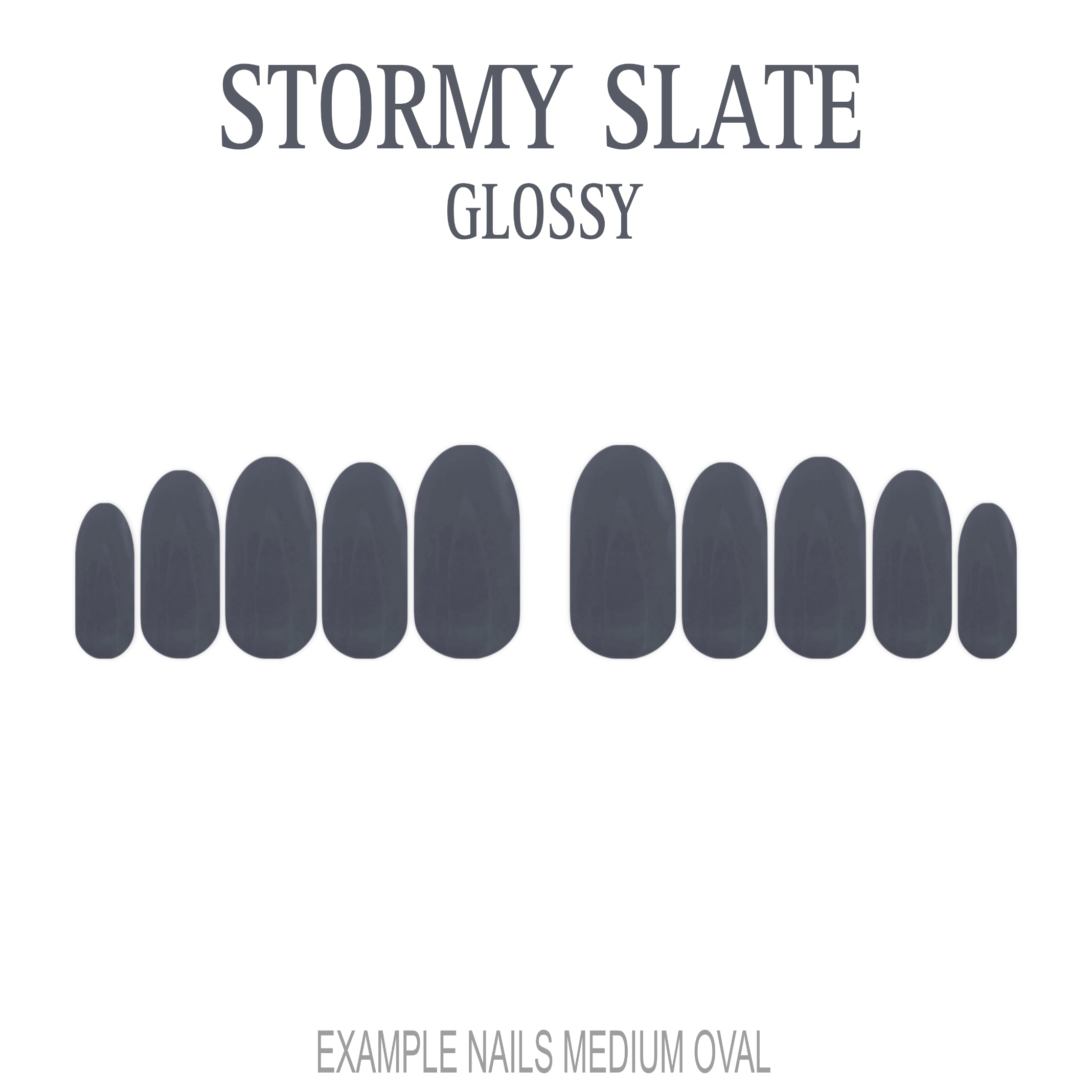 Stormy Slate grey press-on nails