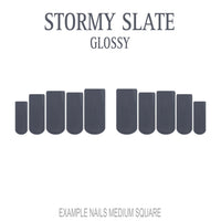 Stormy Slate grey press-on nails