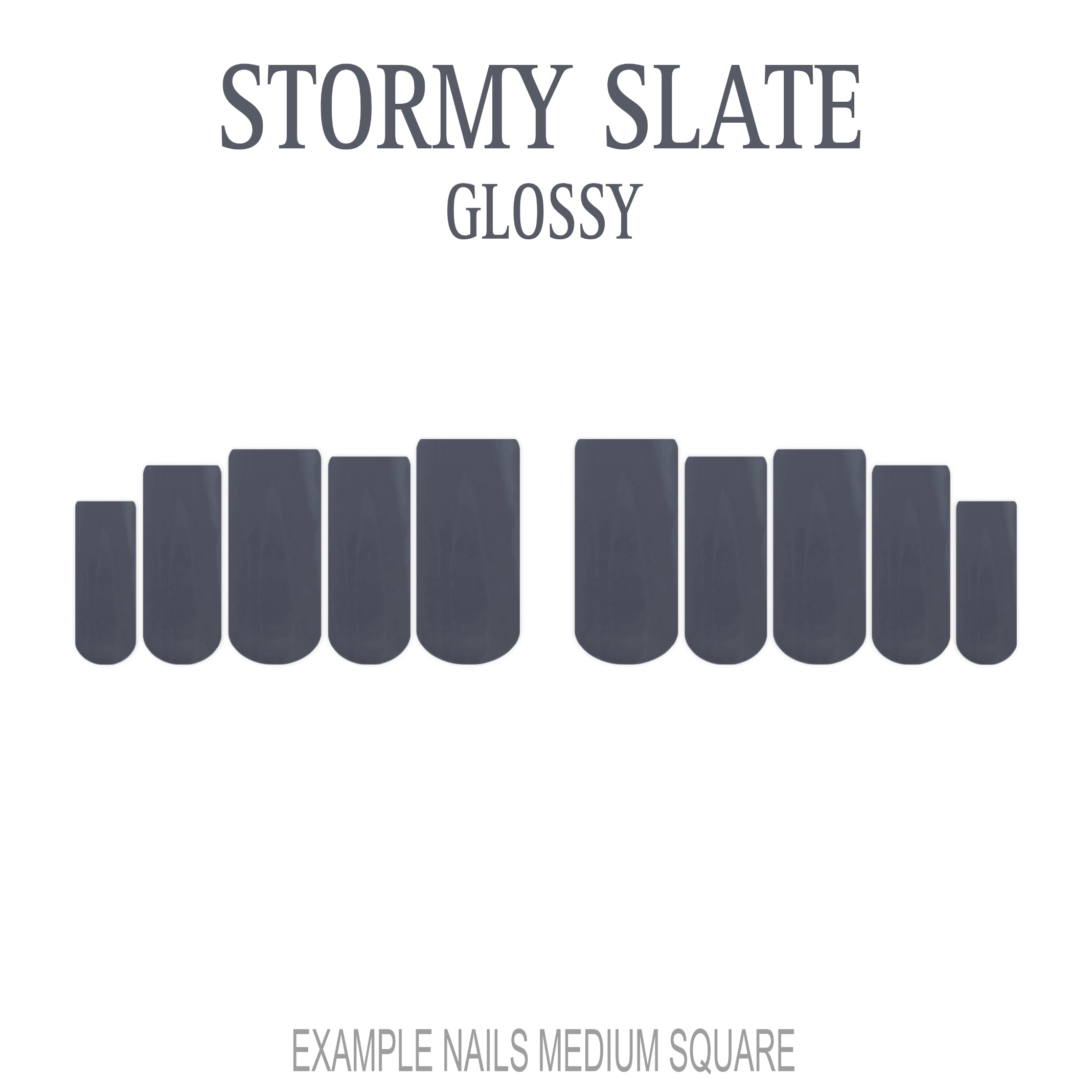 Stormy Slate grey press-on nails