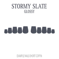 Stormy Slate grey press-on nails