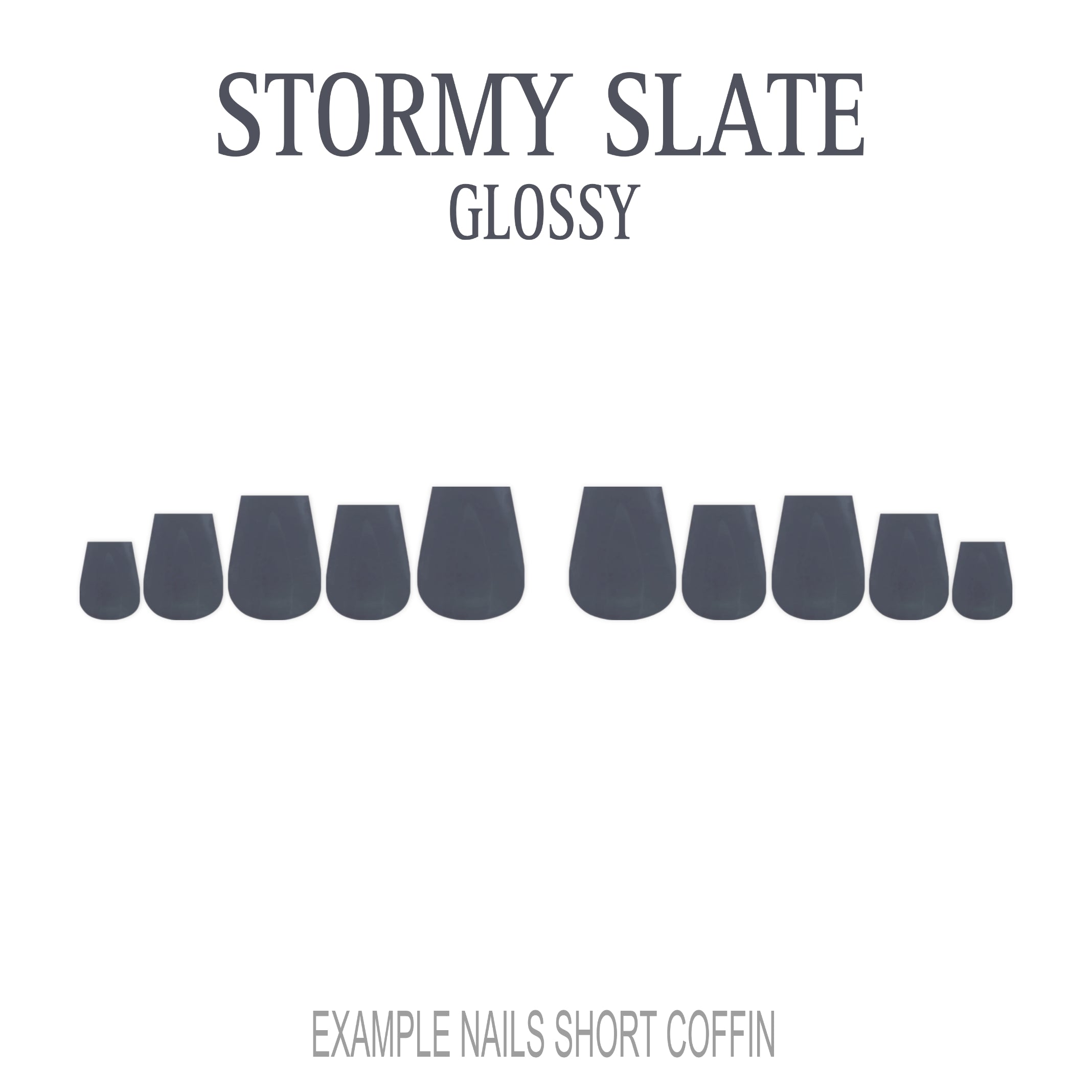 Stormy Slate grey press-on nails