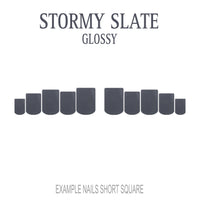 Stormy Slate grey press-on nails