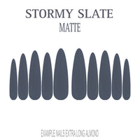 Stormy Slate grey press-on nails