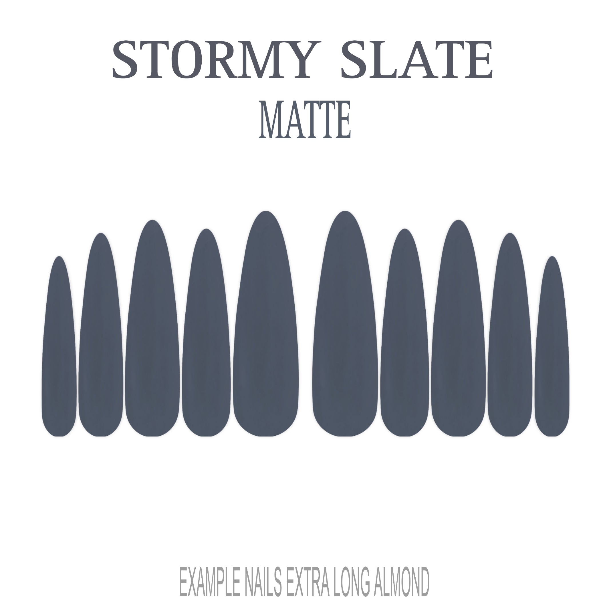 Stormy Slate grey press-on nails