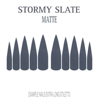 Stormy Slate grey press-on nails