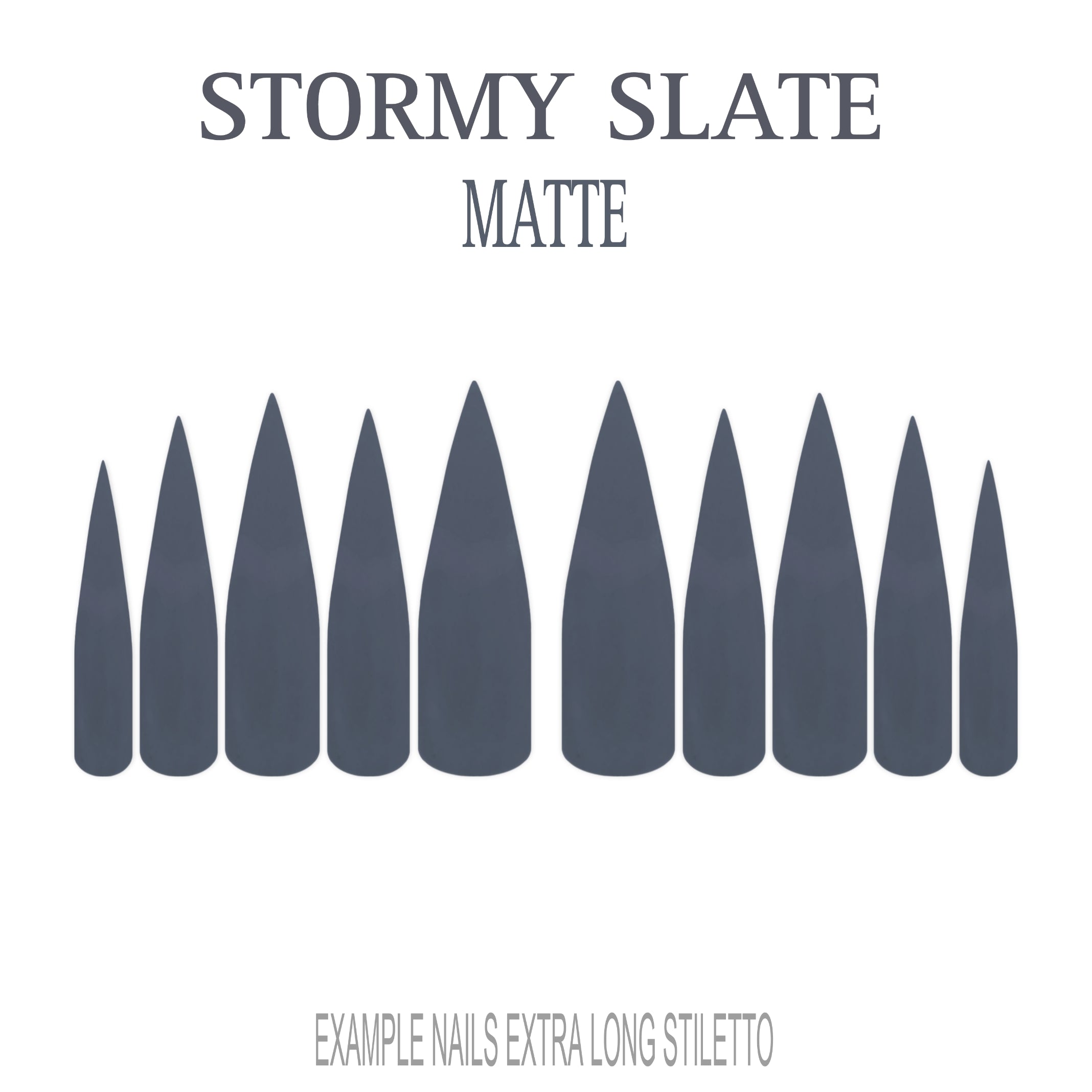 Stormy Slate grey press-on nails