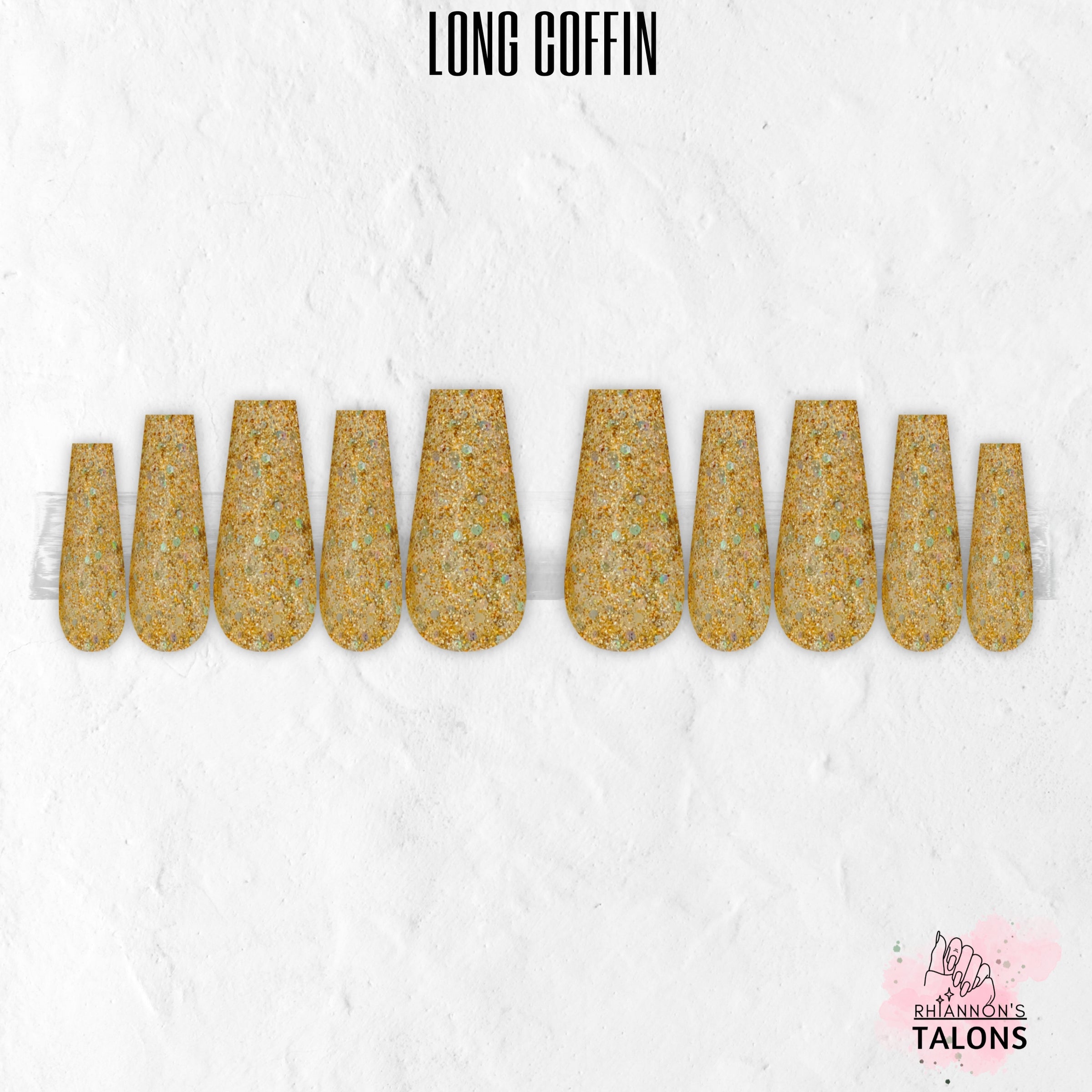 Sunken Treasure gold glitter press-on nails