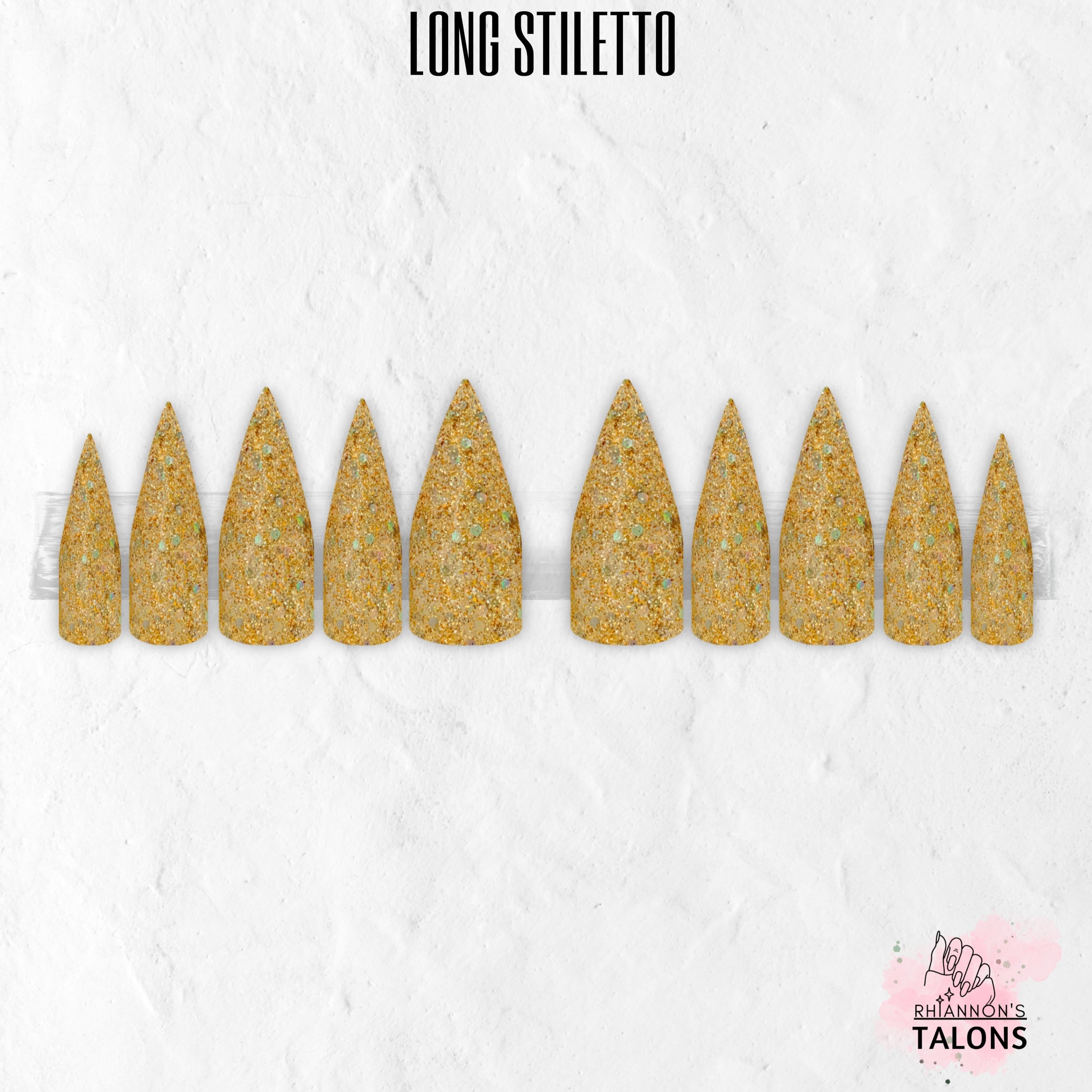 Sunken Treasure gold glitter press-on nails