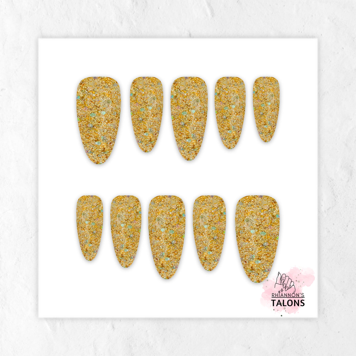 Sunken Treasure gold glitter press-on nails
