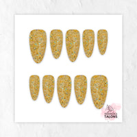 Sunken Treasure gold glitter press-on nails