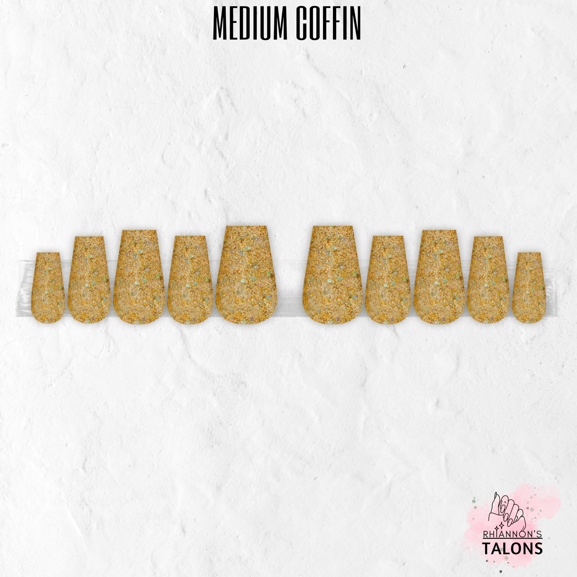 Sunken Treasure gold glitter press-on nails