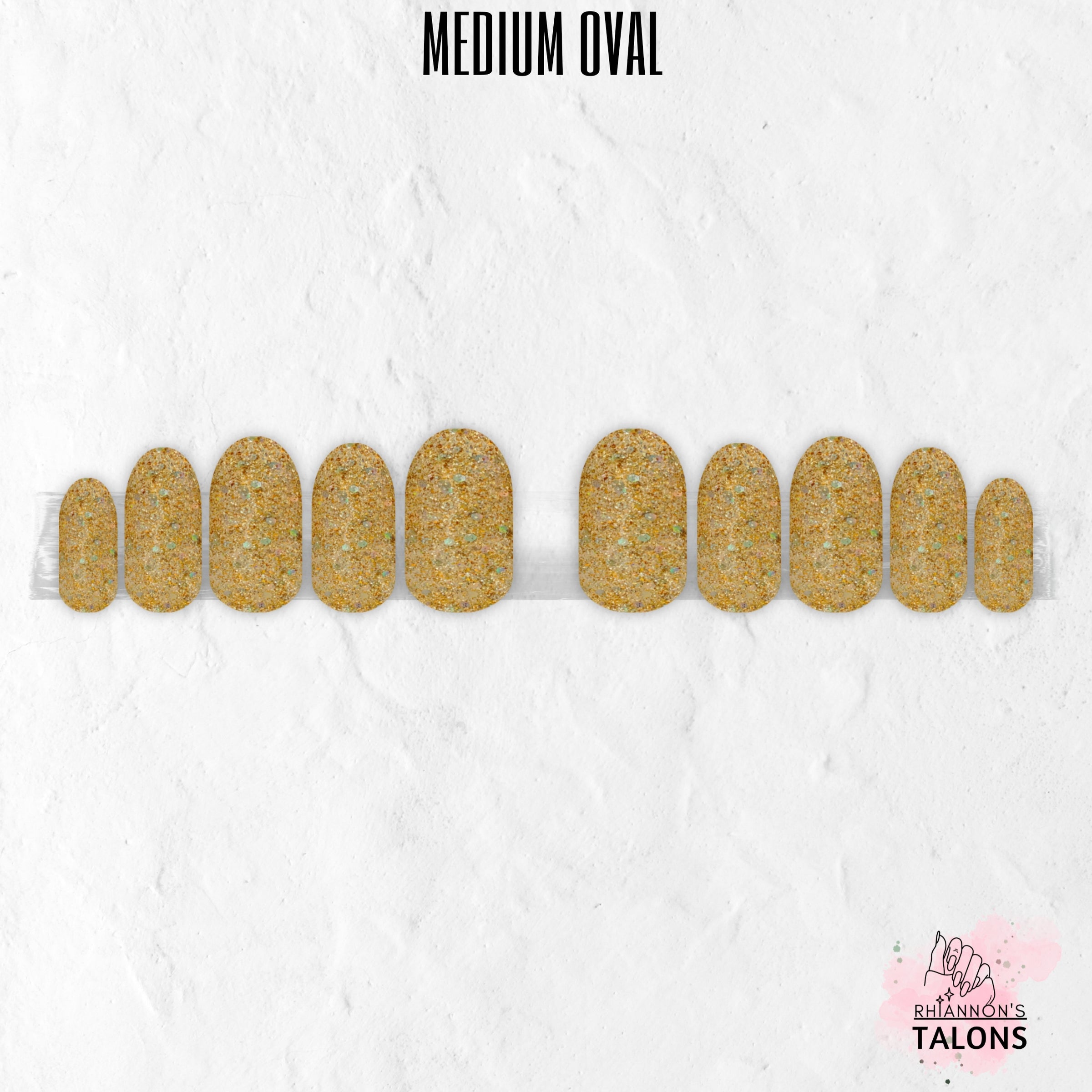 Sunken Treasure gold glitter press-on nails