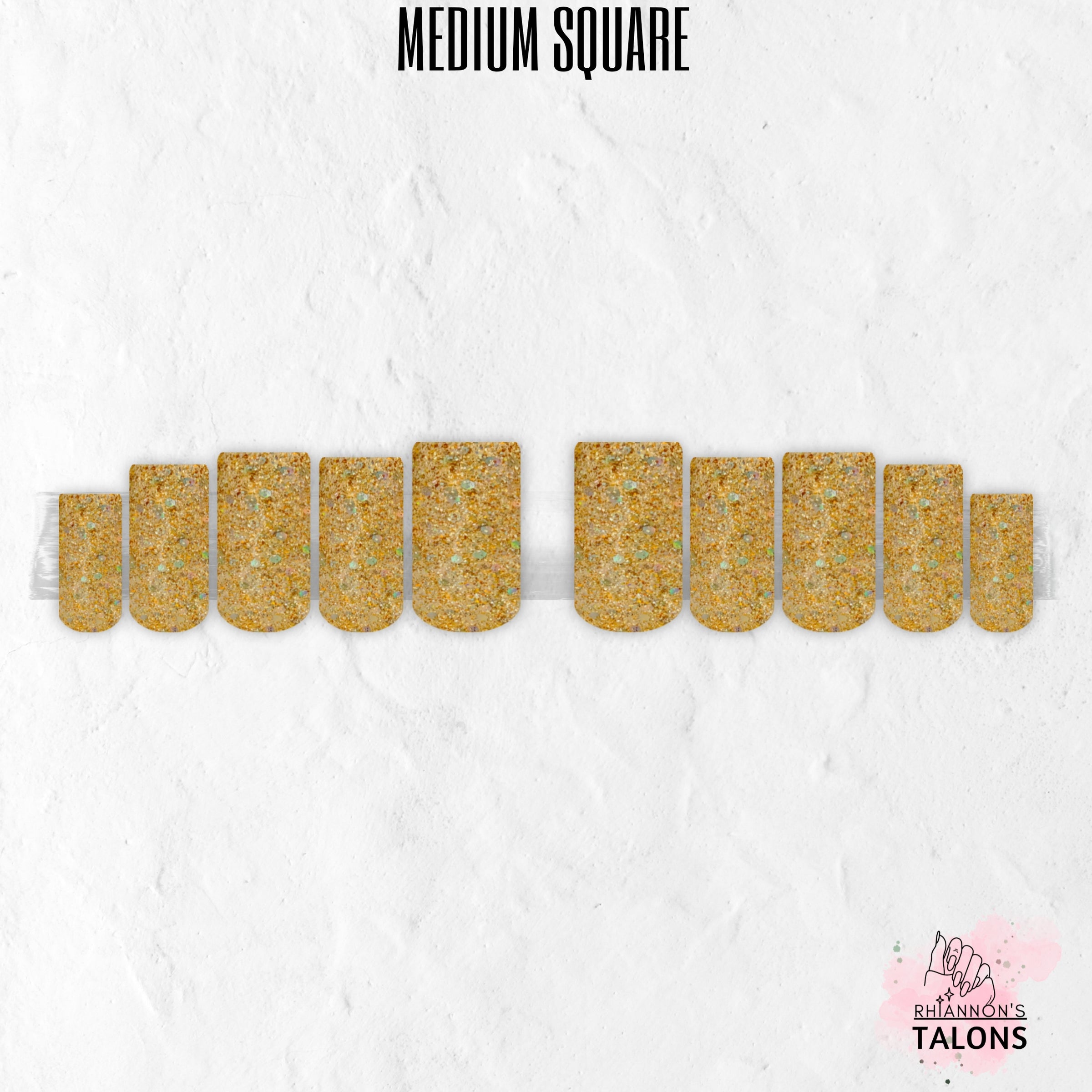 Sunken Treasure gold glitter press-on nails
