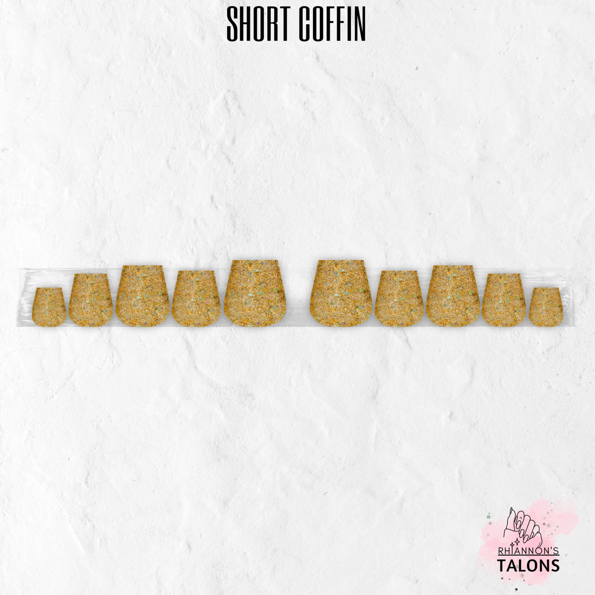 Sunken Treasure gold glitter press-on nails