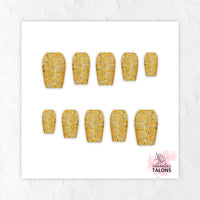 Sunken Treasure gold glitter press-on nails