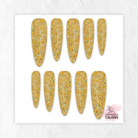 Sunken Treasure gold glitter press-on nails