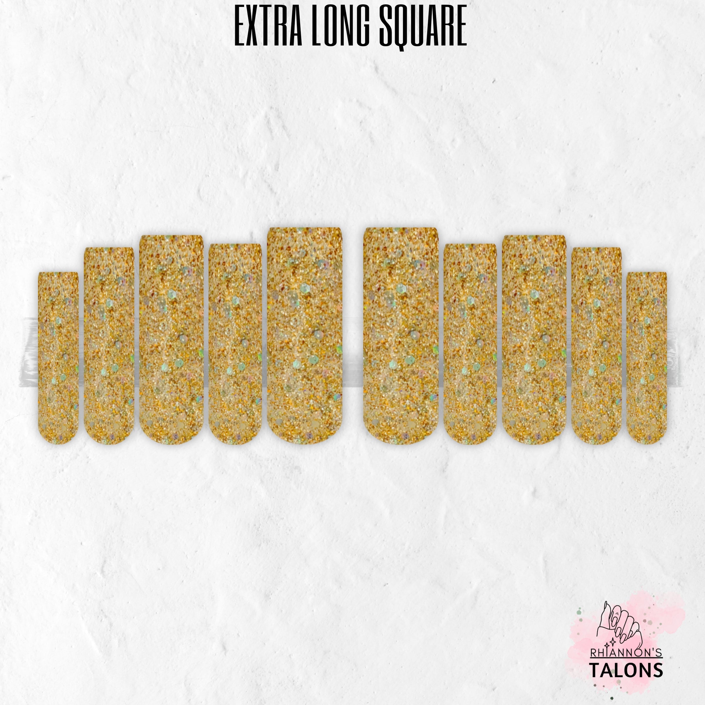 Sunken Treasure gold glitter press-on nails