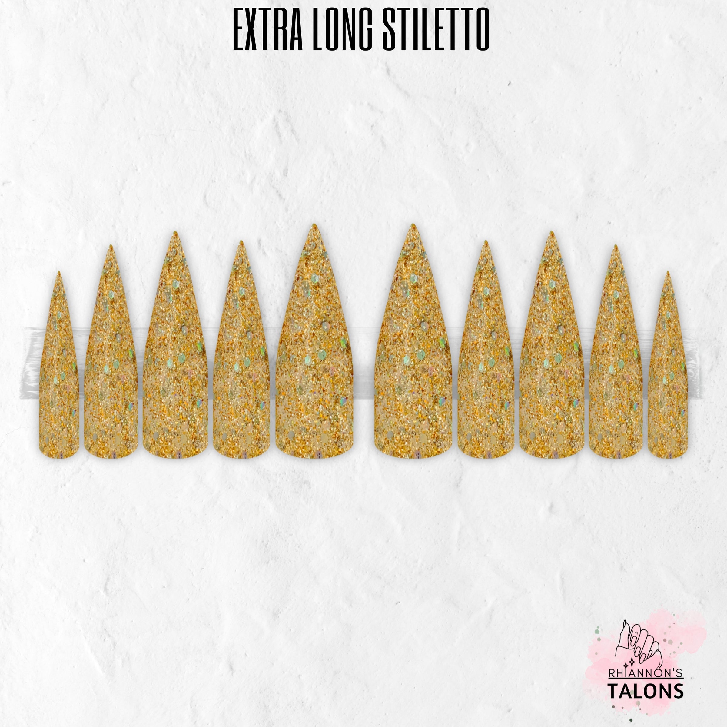 Sunken Treasure gold glitter press-on nails