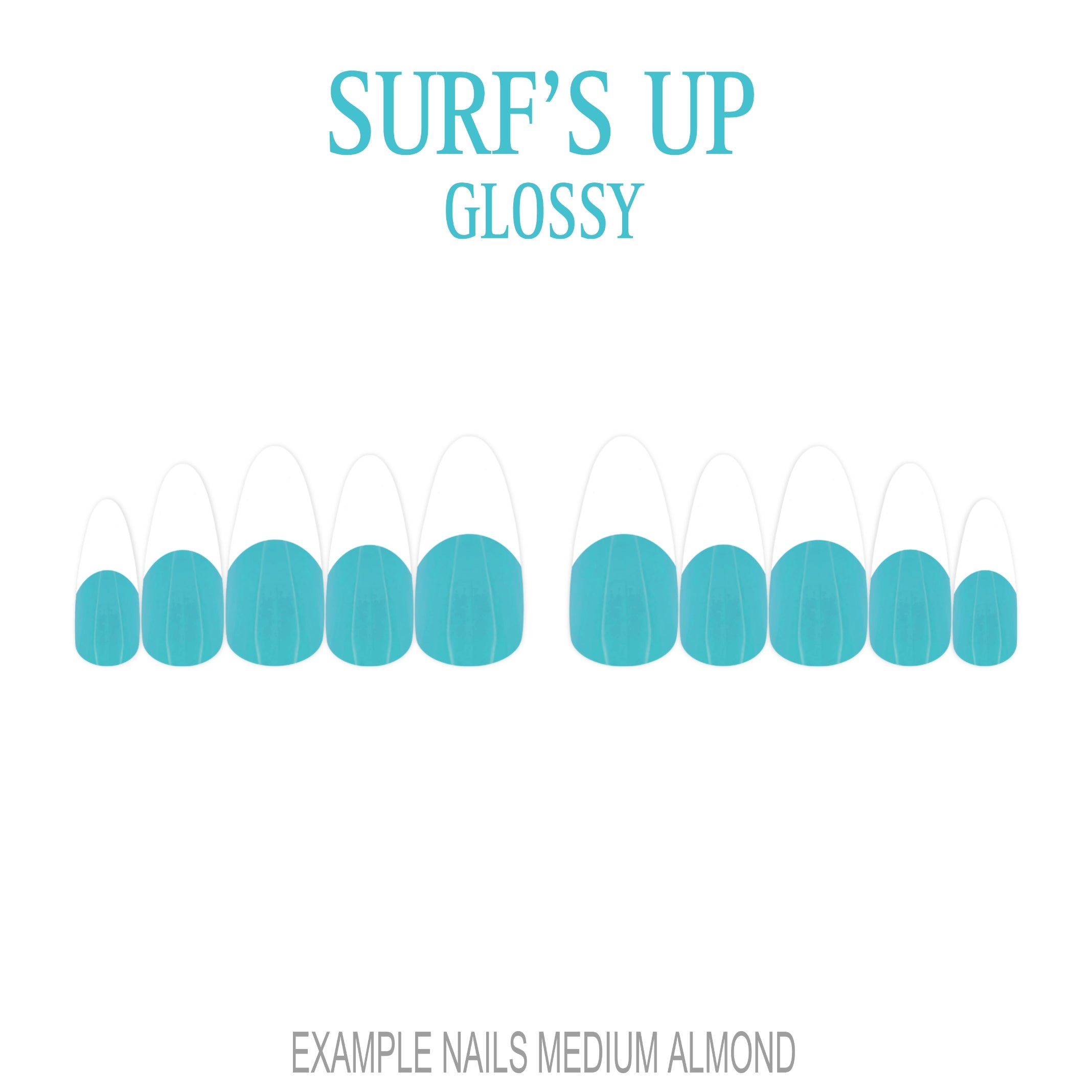 Surf’s Up blue French tip press-on nails