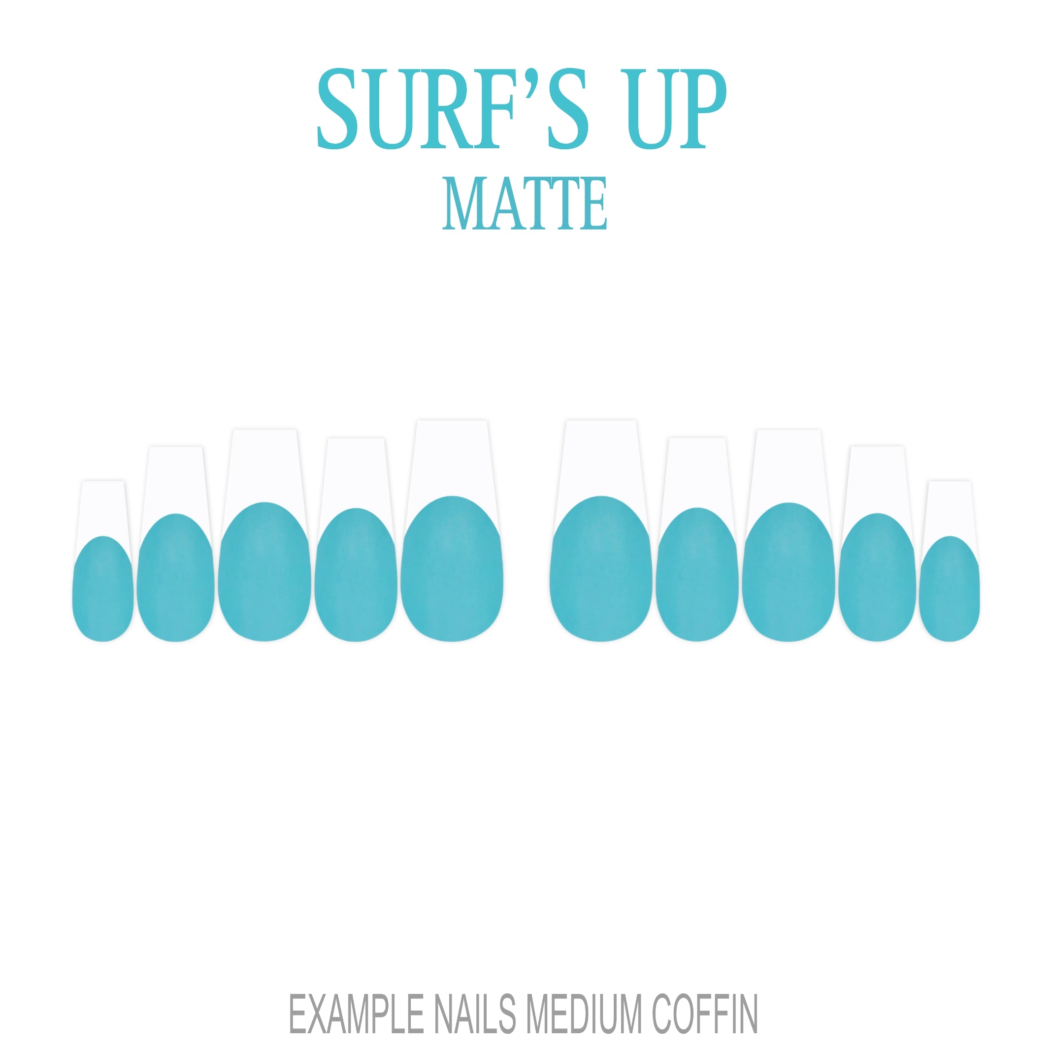 Surf’s Up blue French tip press-on nails
