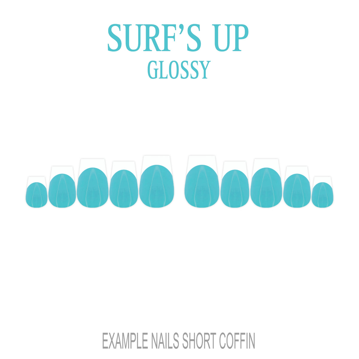 Surf’s Up blue French tip press-on nails