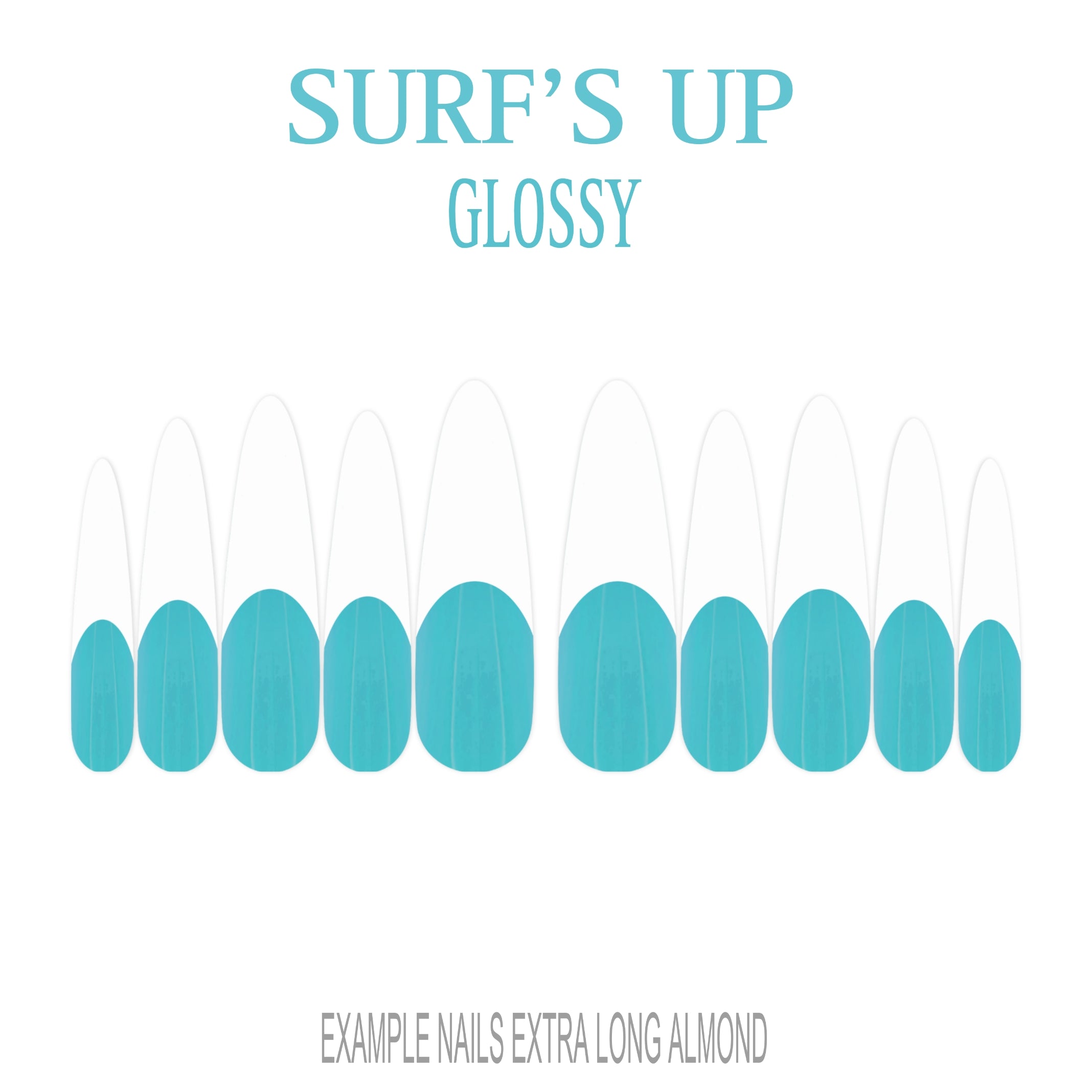 Surf’s Up blue French tip press-on nails