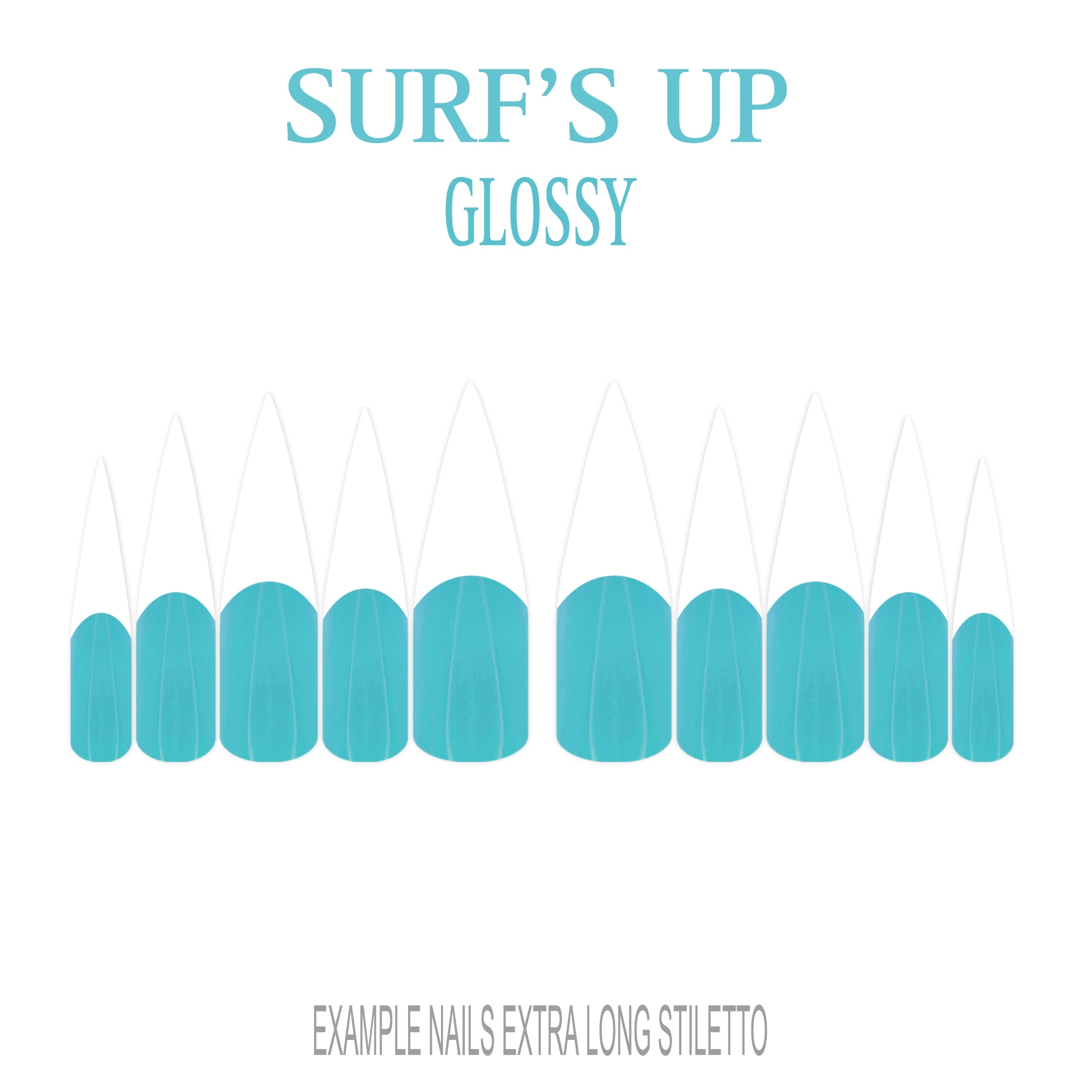 Surf’s Up blue French tip press-on nails