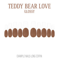 Teddy Bear Love brown French tip nails