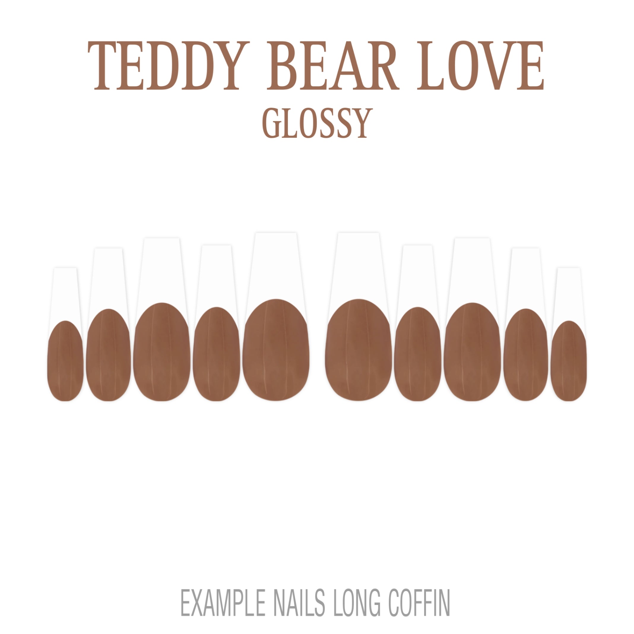 Teddy Bear Love brown French tip nails