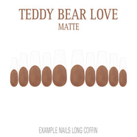 Teddy Bear Love brown French tip nails