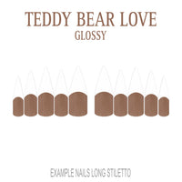 Teddy Bear Love brown French tip nails