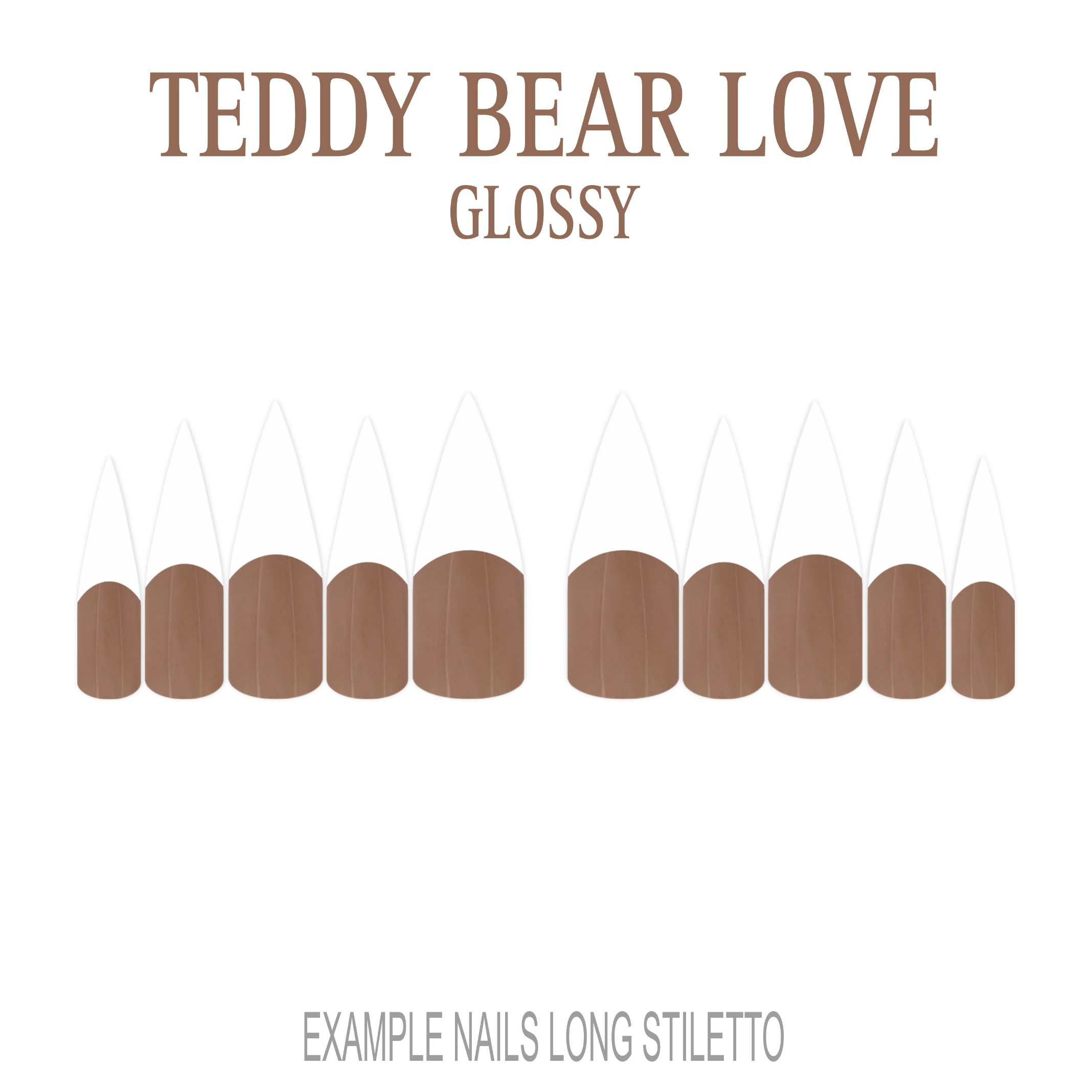 Teddy Bear Love brown French tip nails